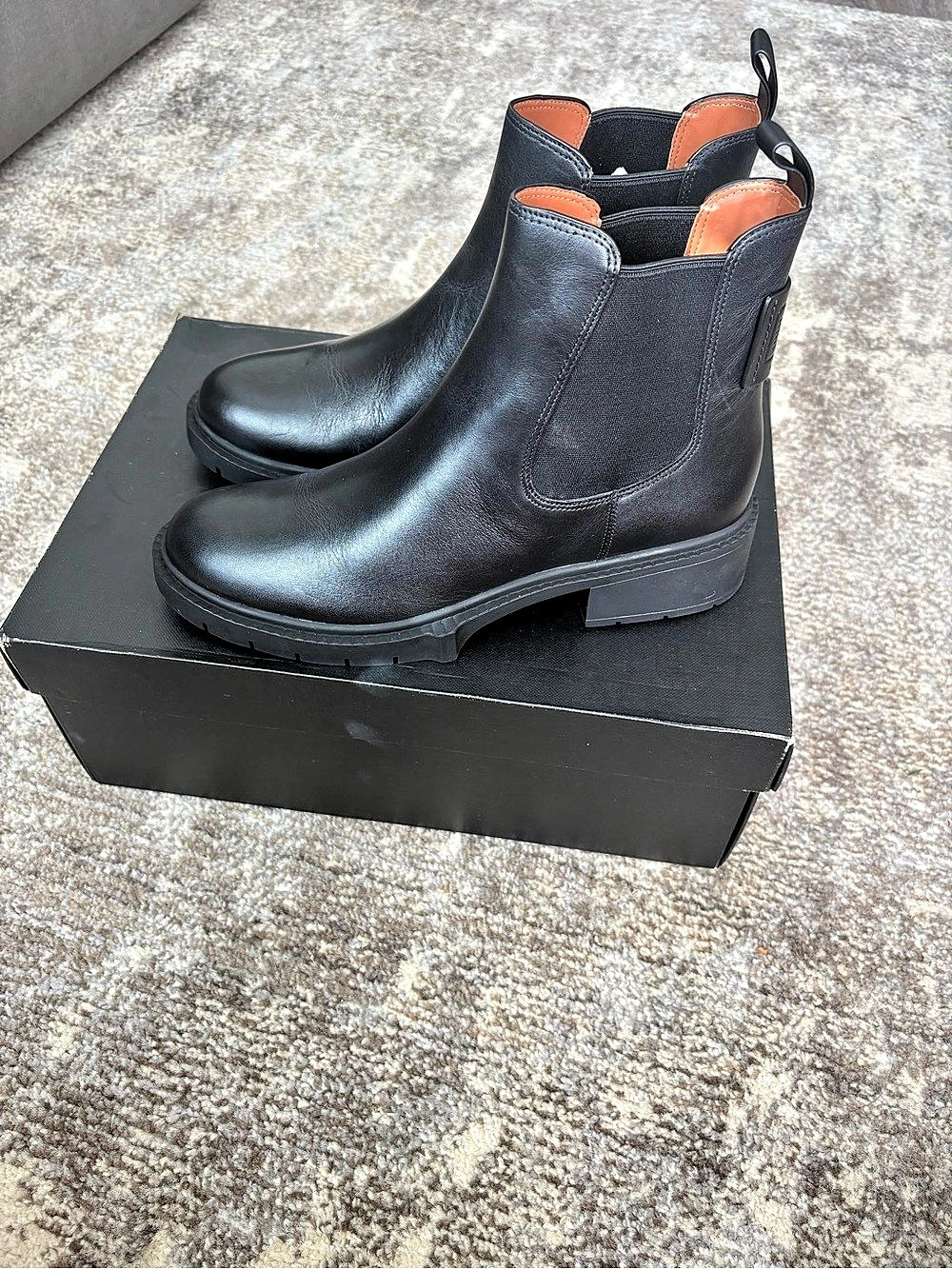 NEW Coach Lyden Leather Chelsea Booties Black Size 8.5 w/ Box